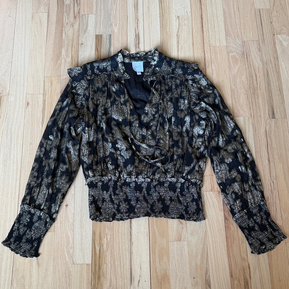 Sen Blouse Metallic Gold